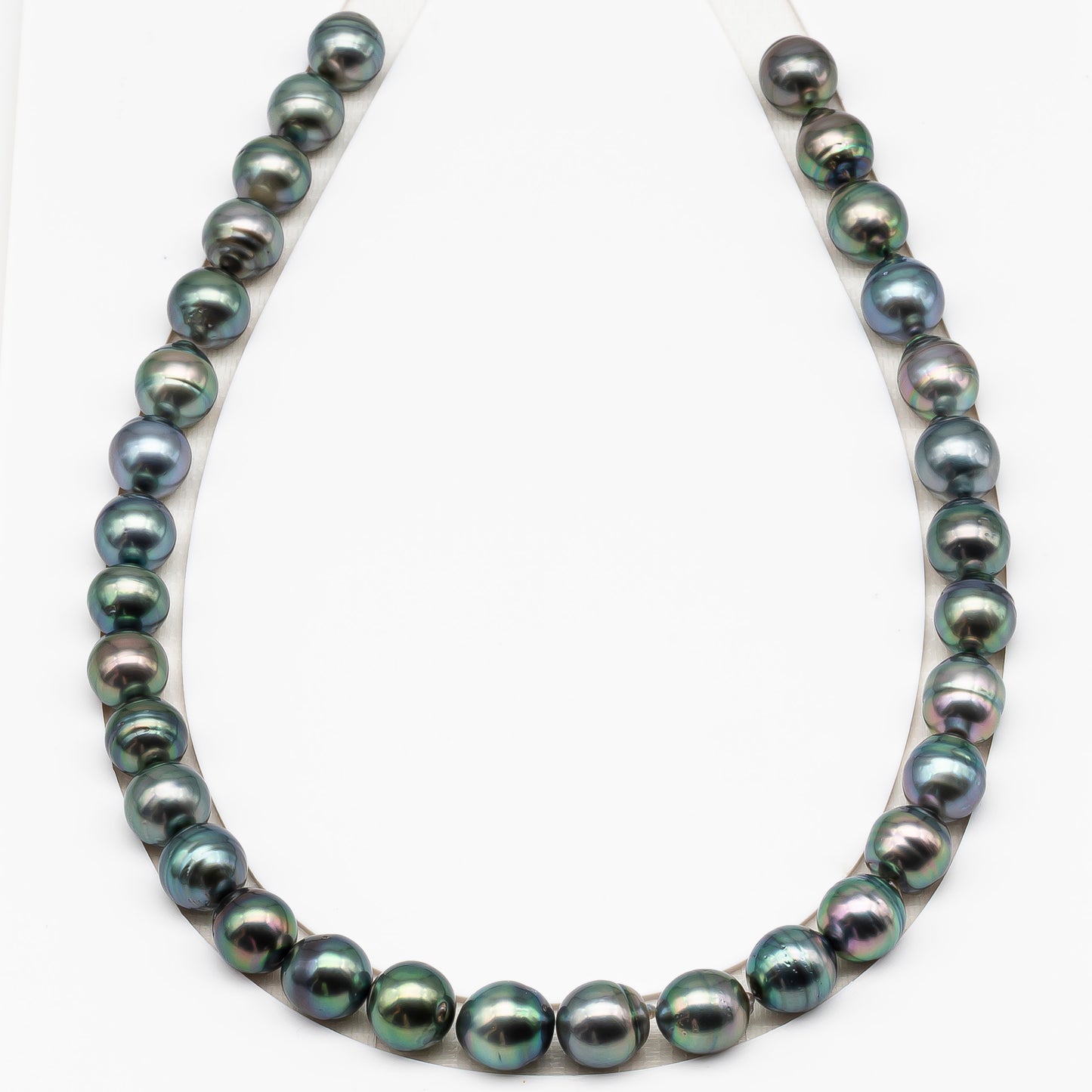 11-12mm Tahitian Pearl in Full Strand (No Hole), Natural Colors , Temporarily Strung Black Pearls for Jewelry Making, SKU # 3343TH