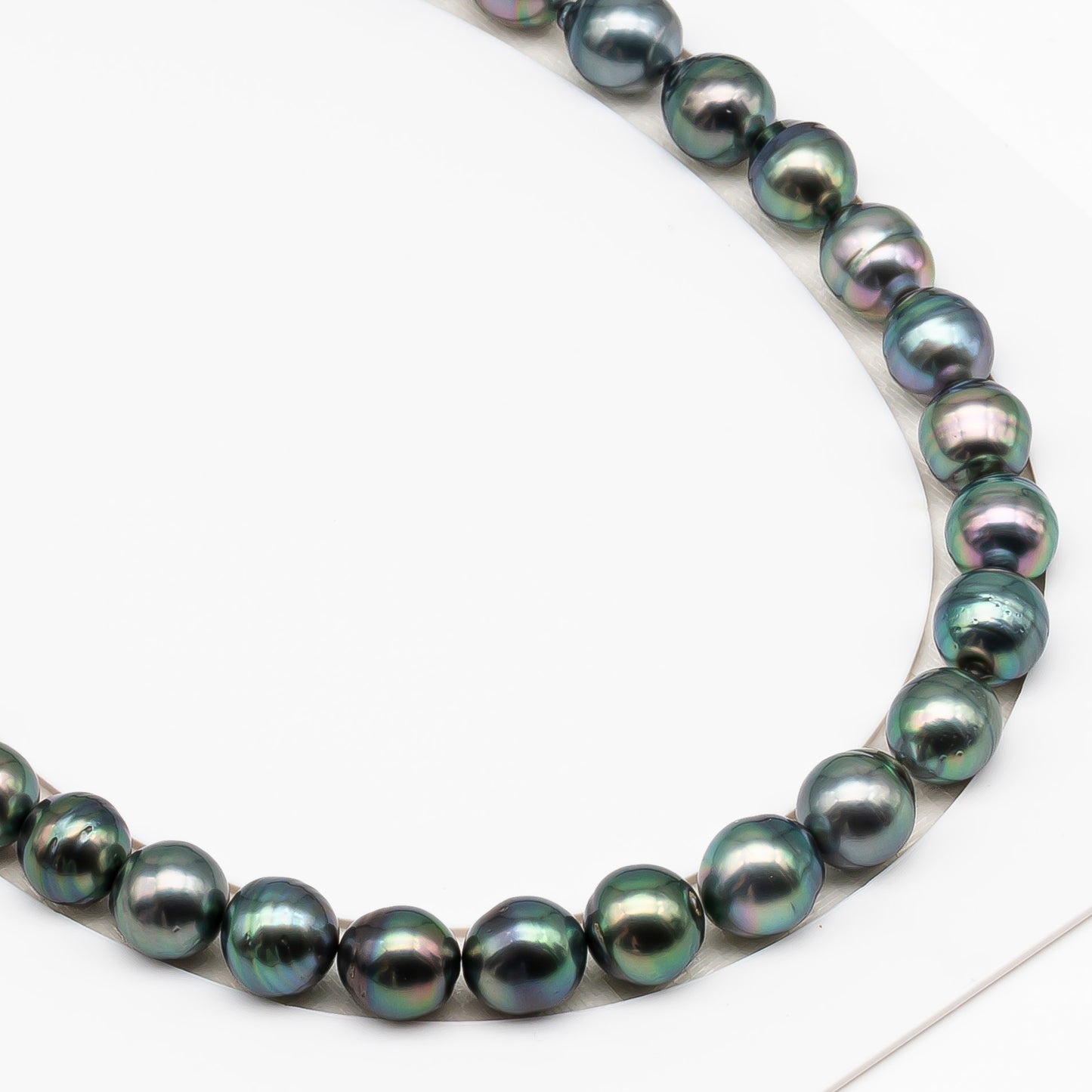 11-12mm Tahitian Pearl in Full Strand (No Hole), Natural Colors , Temporarily Strung Black Pearls for Jewelry Making, SKU # 3343TH