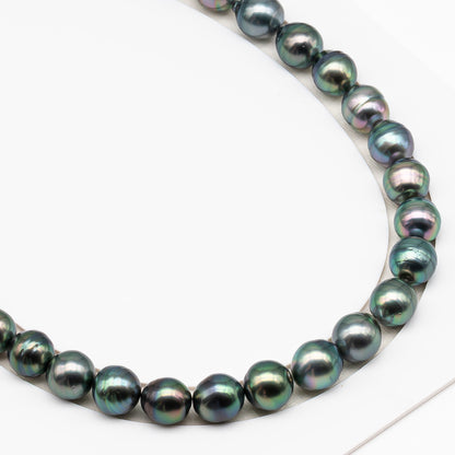 11-12mm Tahitian Pearl in Full Strand (No Hole), Natural Colors , Temporarily Strung Black Pearls for Jewelry Making, SKU # 3343TH