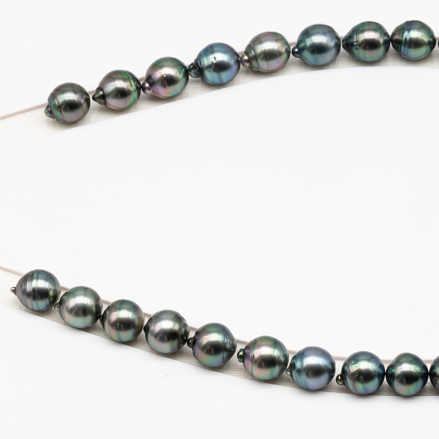 11-12mm Tahitian Pearl in Full Strand (No Hole), Natural Colors , Temporarily Strung Black Pearls for Jewelry Making, SKU # 3343TH