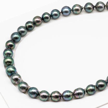11-12mm Tahitian Pearl in Full Strand (No Hole), Natural Colors , Temporarily Strung Black Pearls for Jewelry Making, SKU # 3343TH