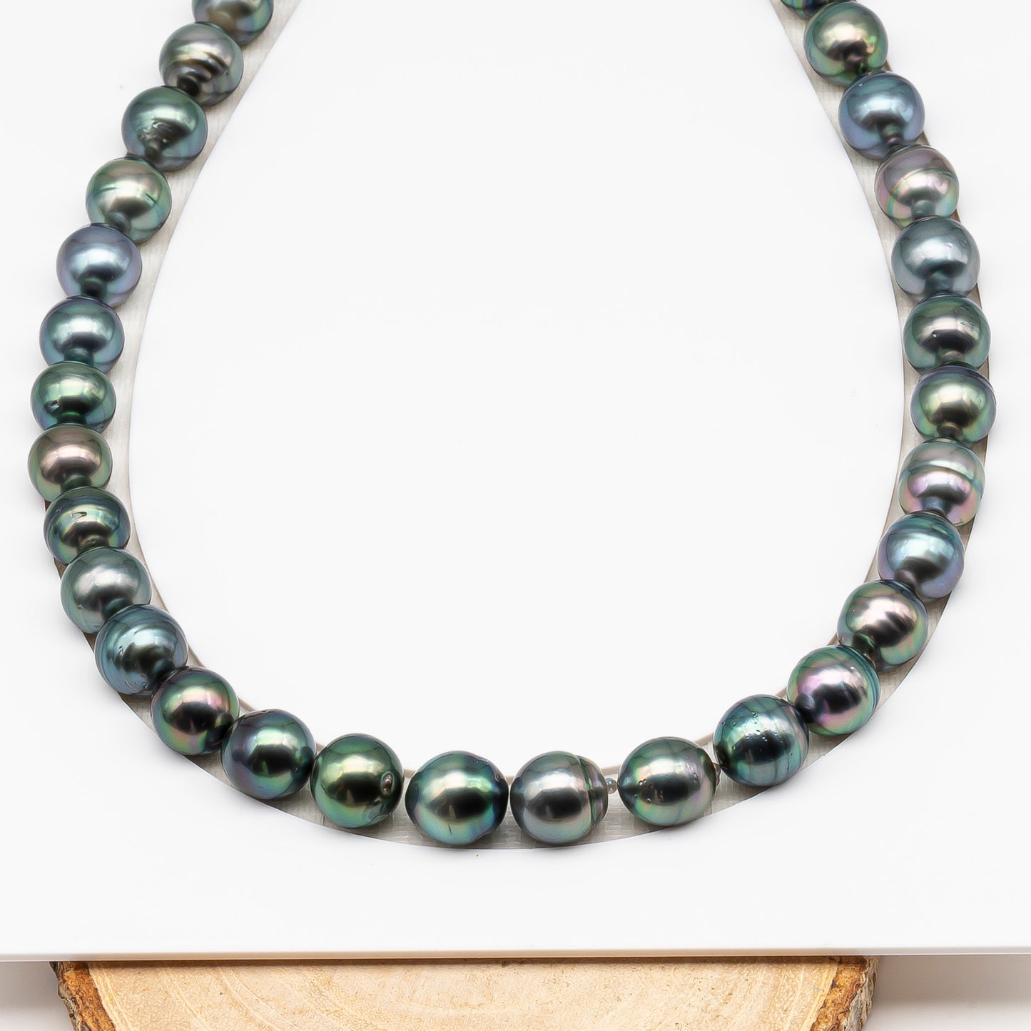 11-12mm Tahitian Pearl in Full Strand (No Hole), Natural Colors , Temporarily Strung Black Pearls for Jewelry Making, SKU # 3343TH