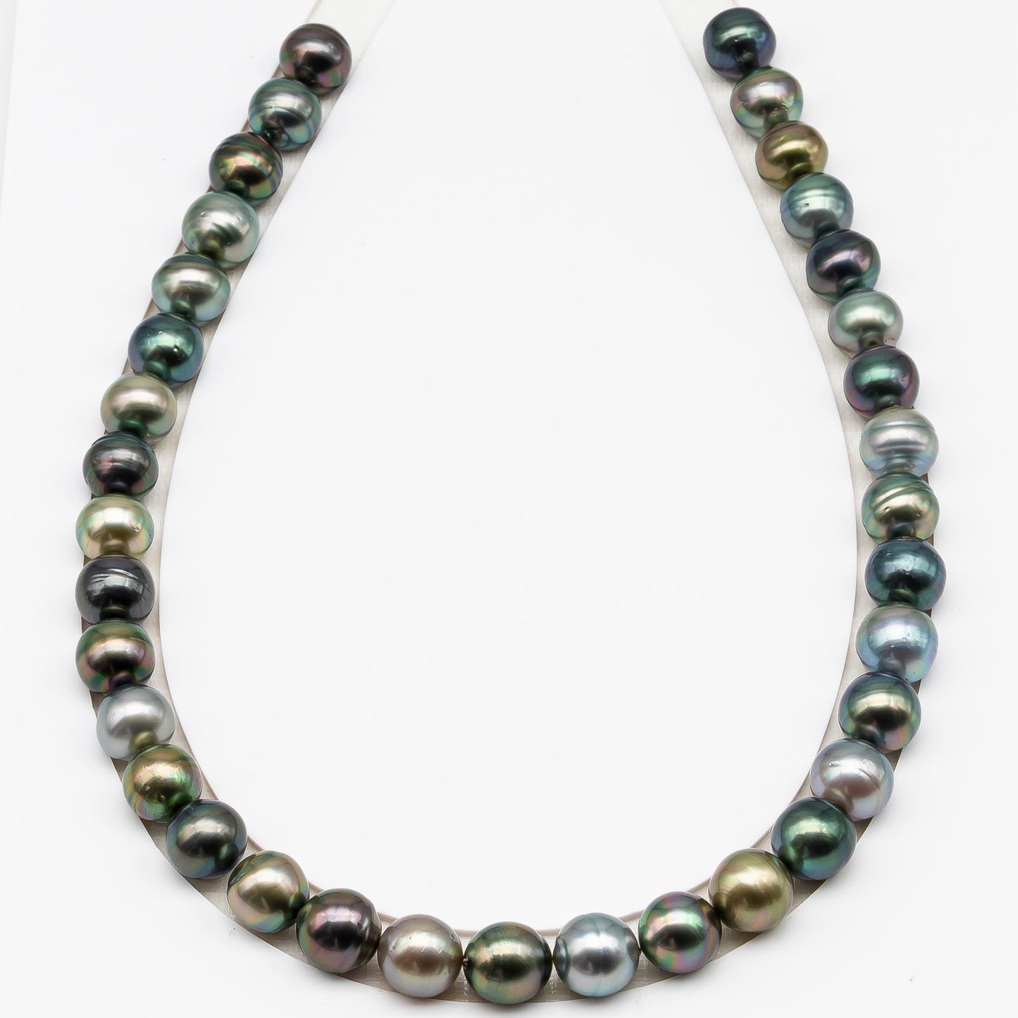 11-12mm Tahitian Pearl in Full Strand (No Hole), Natural Colors , Temporarily Strung Black Pearls for Jewelry Making, SKU # 3344TH