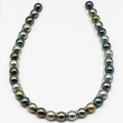 11-12mm Tahitian Pearl in Full Strand (No Hole), Natural Colors , Temporarily Strung Black Pearls for Jewelry Making, SKU # 3344TH