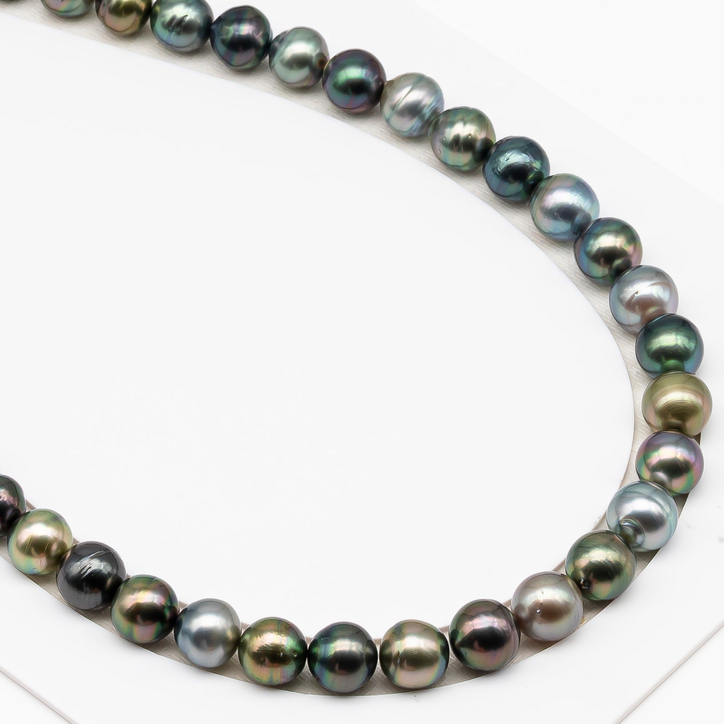 11-12mm Tahitian Pearl in Full Strand (No Hole), Natural Colors , Temporarily Strung Black Pearls for Jewelry Making, SKU # 3344TH