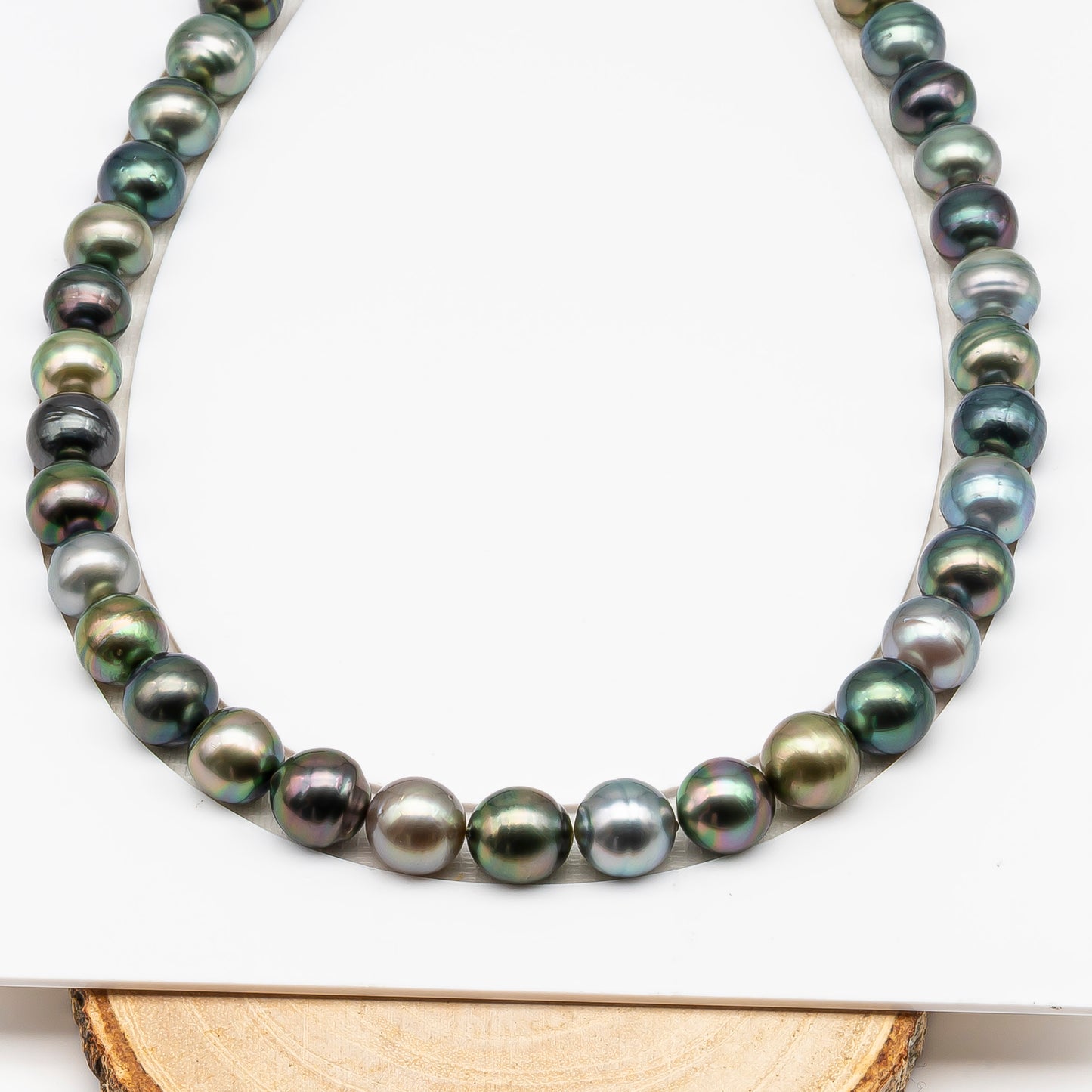 11-12mm Tahitian Pearl in Full Strand (No Hole), Natural Colors , Temporarily Strung Black Pearls for Jewelry Making, SKU # 3344TH
