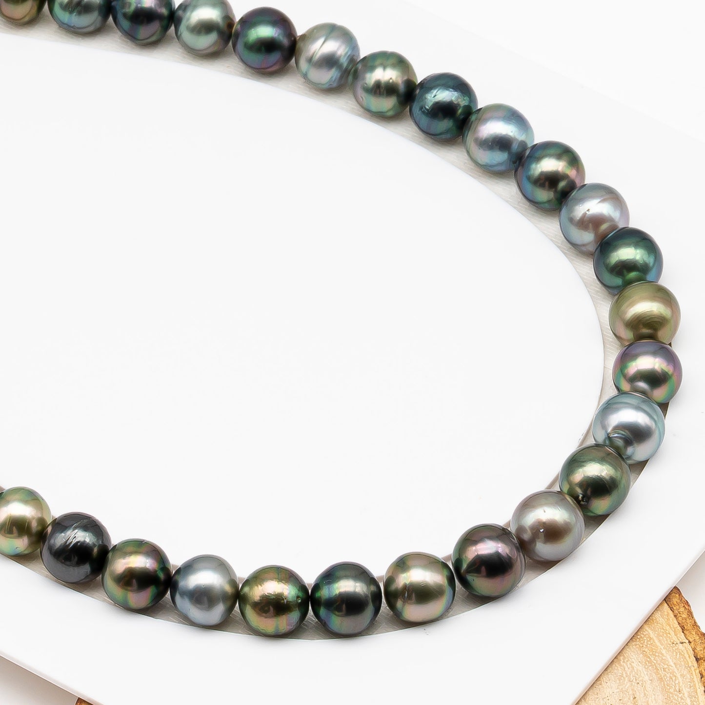 11-12mm Tahitian Pearl in Full Strand (No Hole), Natural Colors , Temporarily Strung Black Pearls for Jewelry Making, SKU # 3344TH
