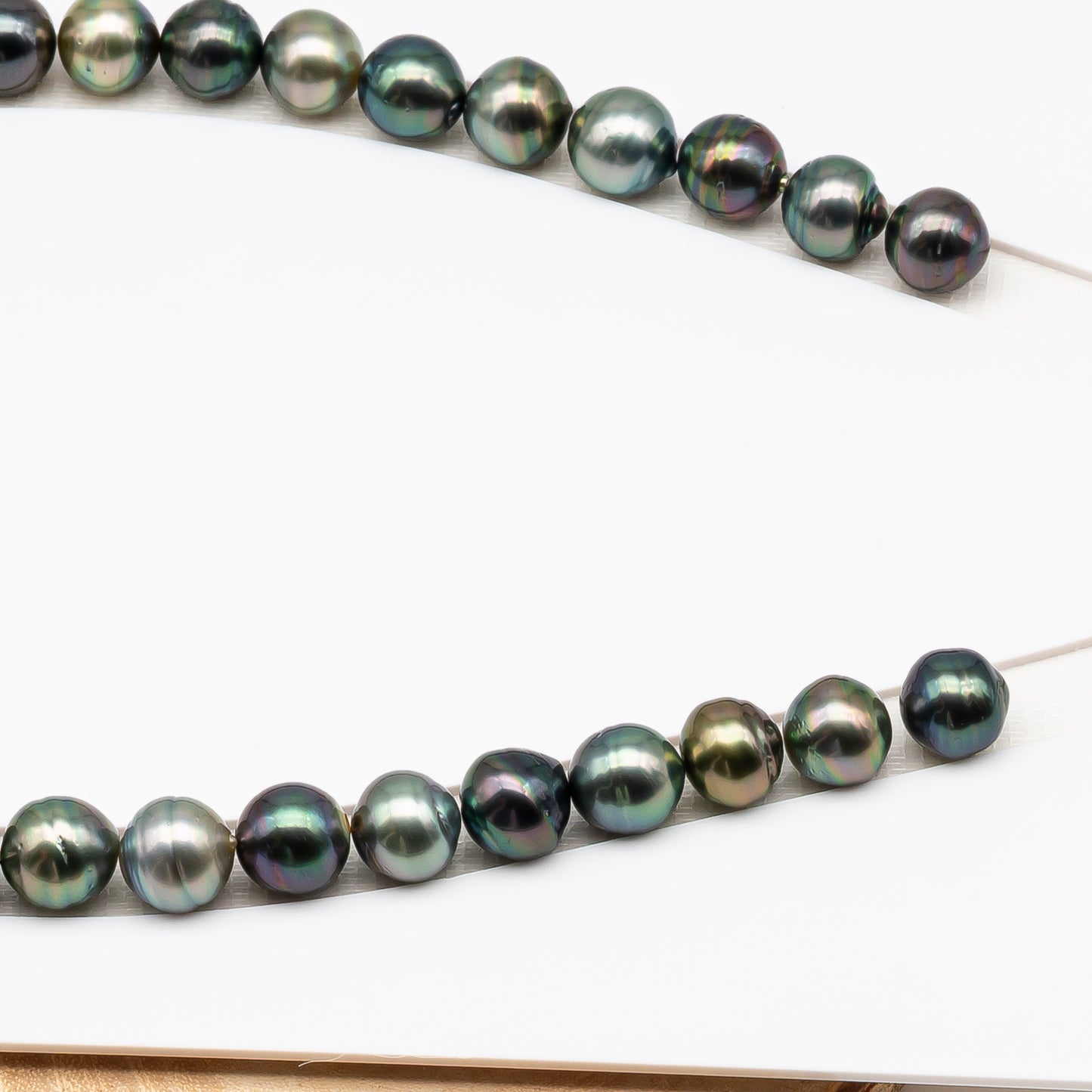 11-12mm Tahitian Pearl in Full Strand (No Hole), Natural Colors , Temporarily Strung Black Pearls for Jewelry Making, SKU # 3344TH