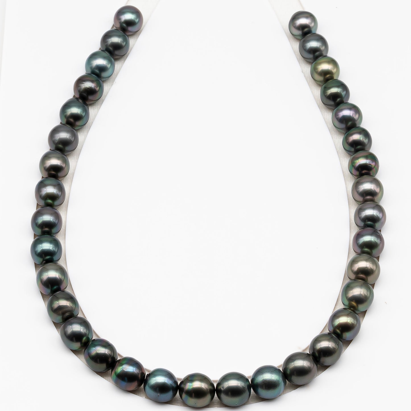 11-12mm Tahitian Pearl in Full Strand (No Hole), Natural Colors , Temporarily Strung Black Pearls for Jewelry Making, SKU # 3345TH