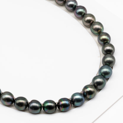 11-12mm Tahitian Pearl in Full Strand (No Hole), Natural Colors , Temporarily Strung Black Pearls for Jewelry Making, SKU # 3345TH