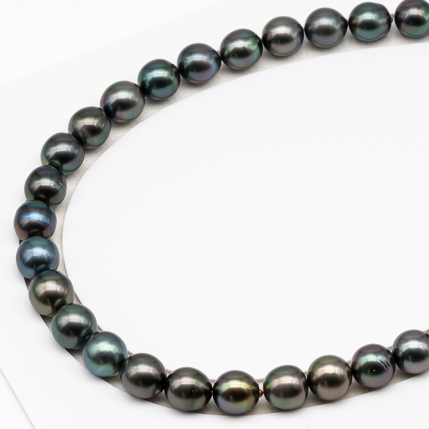 11-12mm Tahitian Pearl in Full Strand (No Hole), Natural Colors , Temporarily Strung Black Pearls for Jewelry Making, SKU # 3345TH