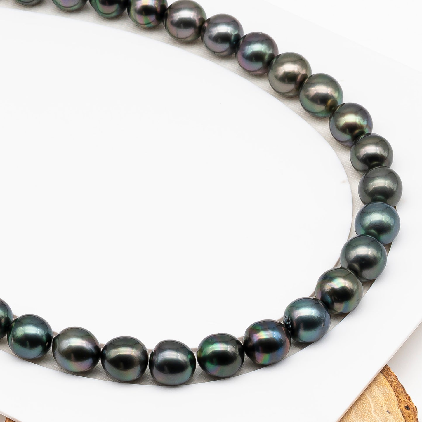 11-12mm Tahitian Pearl in Full Strand (No Hole), Natural Colors , Temporarily Strung Black Pearls for Jewelry Making, SKU # 3345TH