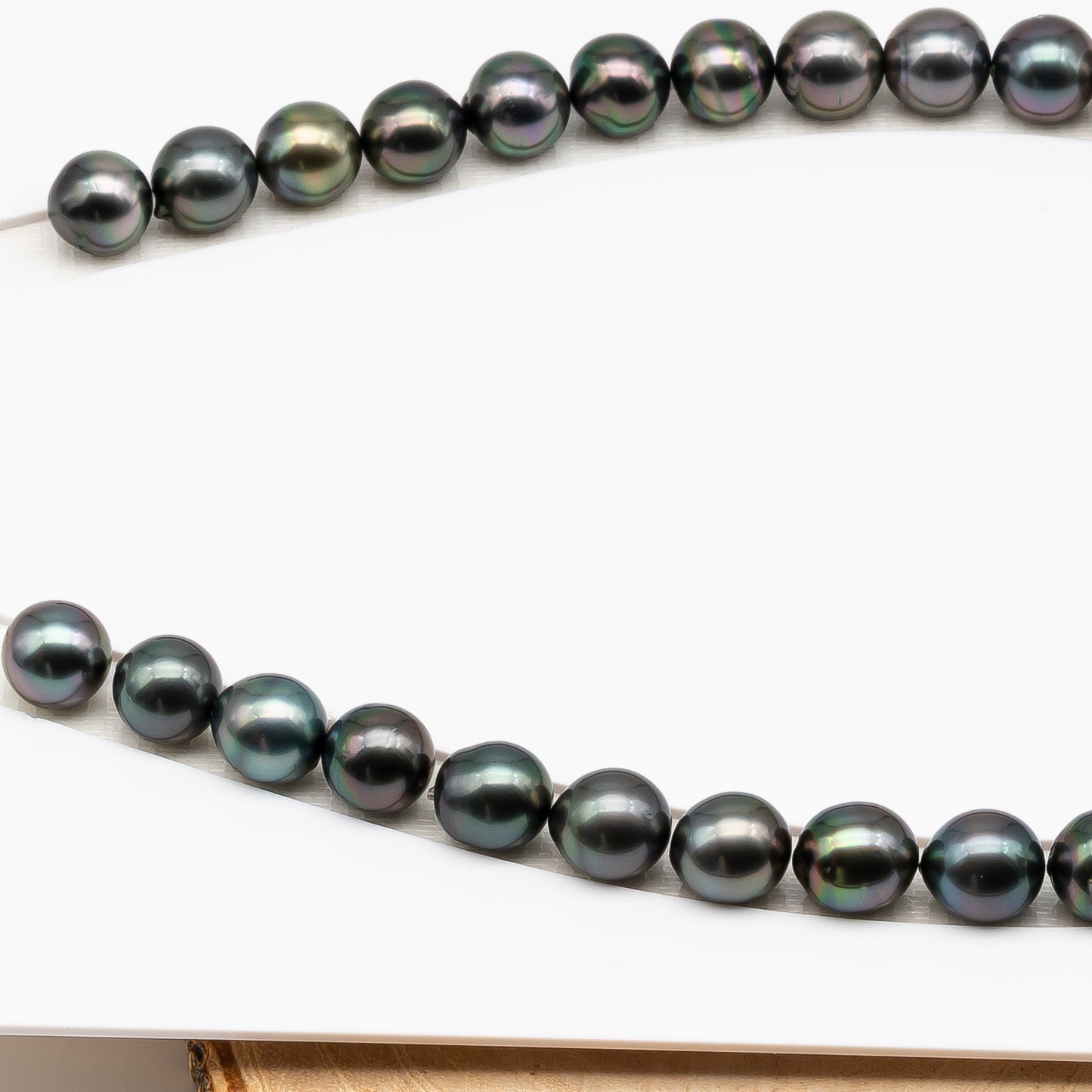11-12mm Tahitian Pearl in Full Strand (No Hole), Natural Colors , Temporarily Strung Black Pearls for Jewelry Making, SKU # 3345TH