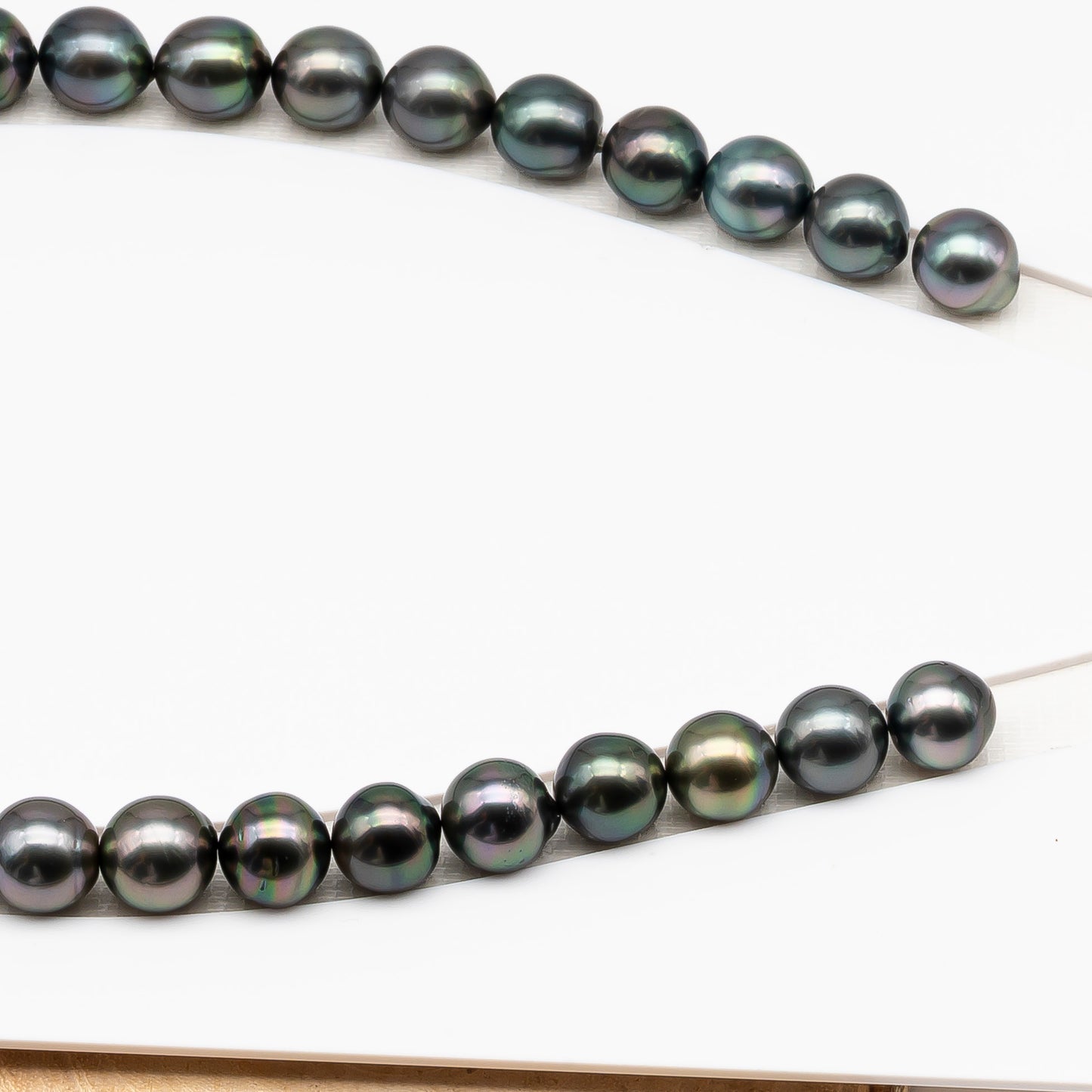 11-12mm Tahitian Pearl in Full Strand (No Hole), Natural Colors , Temporarily Strung Black Pearls for Jewelry Making, SKU # 3345TH