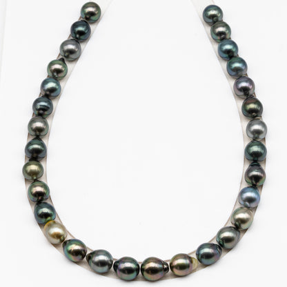 11-12mm Tahitian Pearl in Full Strand (No Hole), Natural Colors , Temporarily Strung Black Pearls for Jewelry Making, SKU # 3346TH