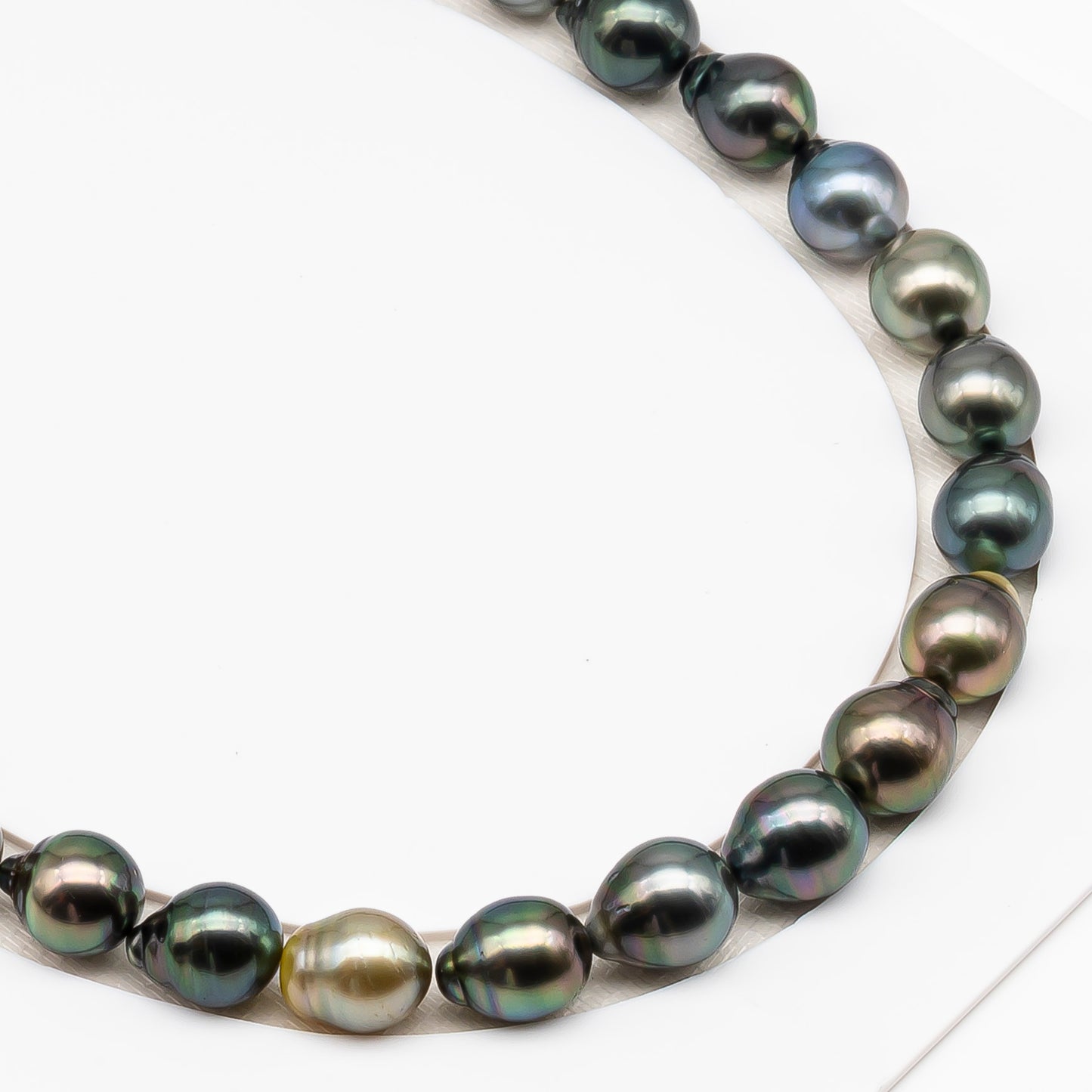 11-12mm Tahitian Pearl in Full Strand (No Hole), Natural Colors , Temporarily Strung Black Pearls for Jewelry Making, SKU # 3346TH