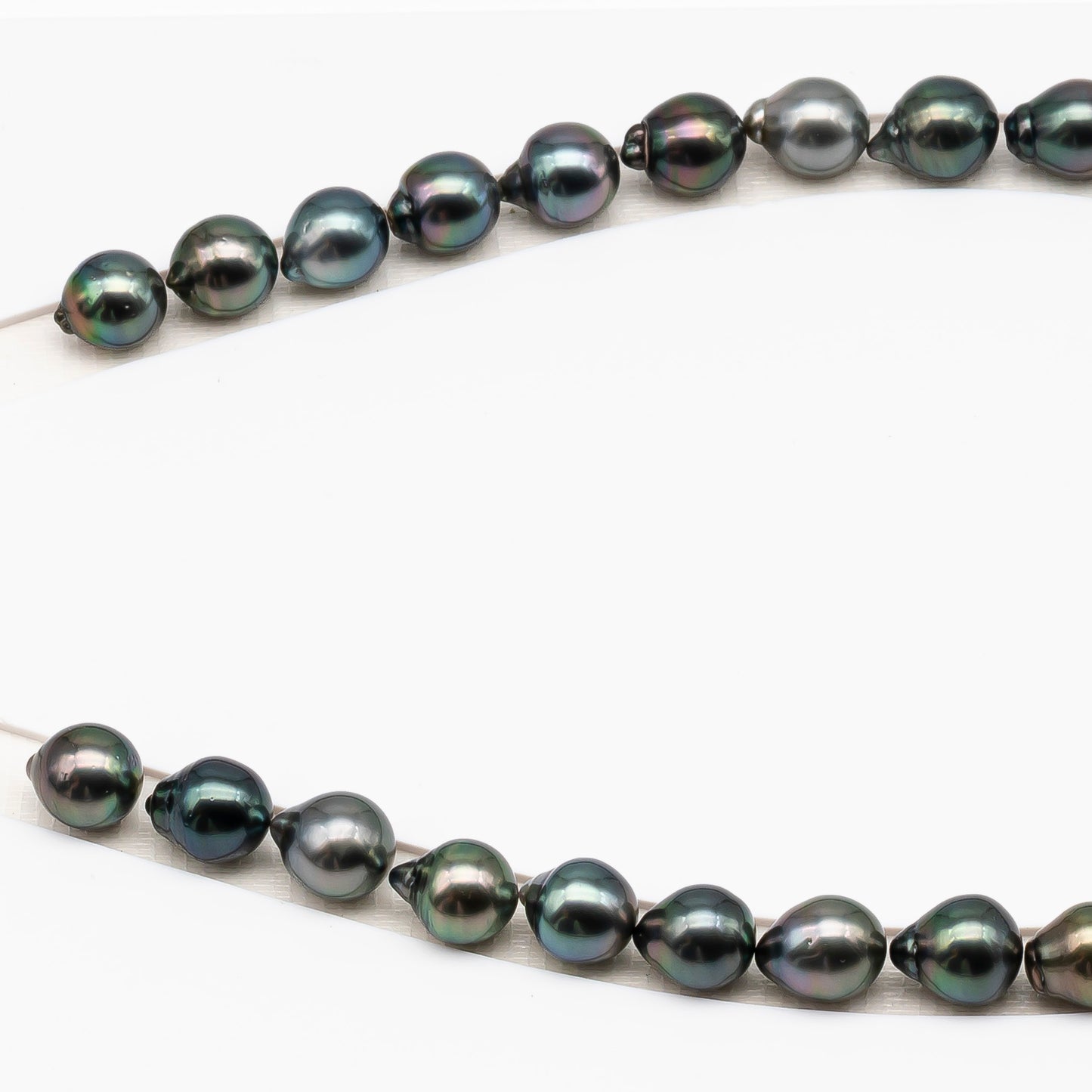 11-12mm Tahitian Pearl in Full Strand (No Hole), Natural Colors , Temporarily Strung Black Pearls for Jewelry Making, SKU # 3346TH