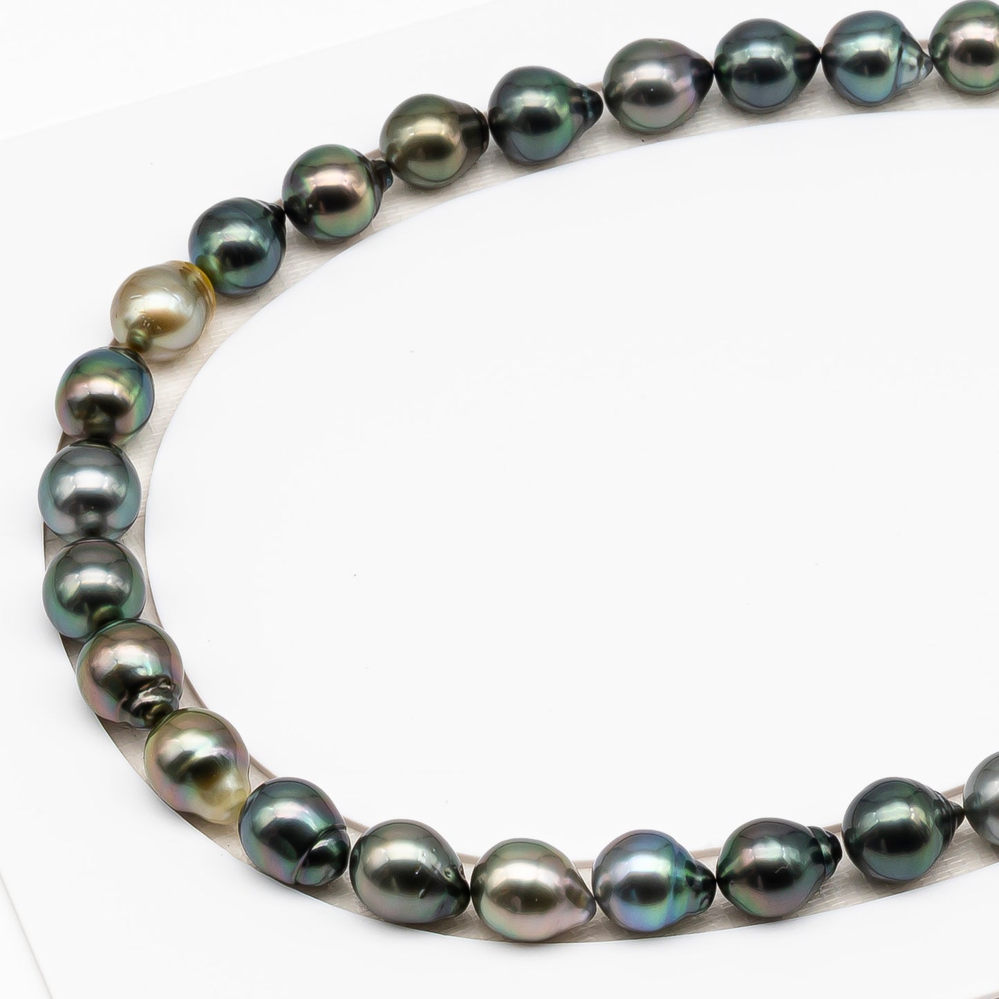 11-12mm Tahitian Pearl in Full Strand (No Hole), Natural Colors , Temporarily Strung Black Pearls for Jewelry Making, SKU # 3346TH