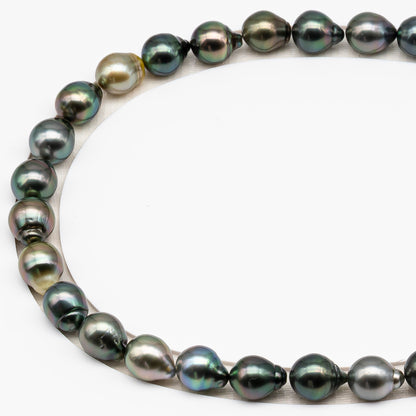 11-12mm Tahitian Pearl in Full Strand (No Hole), Natural Colors , Temporarily Strung Black Pearls for Jewelry Making, SKU # 3346TH