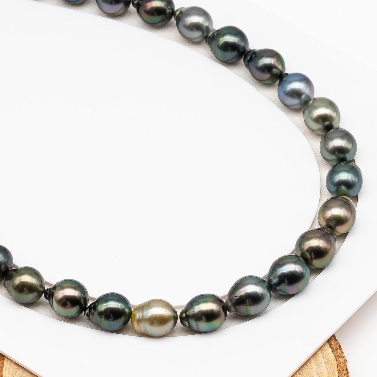 11-12mm Tahitian Pearl in Full Strand (No Hole), Natural Colors , Temporarily Strung Black Pearls for Jewelry Making, SKU # 3346TH
