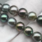 9-10mm Natural Multicolor Tahitian Pearl Bead in Round with High Lusters and Blemishes, Full Strand for Jewelry Making, SKU # 1644TH