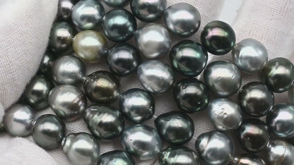 9-10mm Multicolor Near Round Tahitian Pearl Bead with High Luster, In Full Strand with Minor Blemishes for Making, SKU # 2396TH