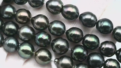9-10mm Tahitian Pearl in Full Strand with All Natural Color with High Luster for Jewelry Making, SKU# 1860TH