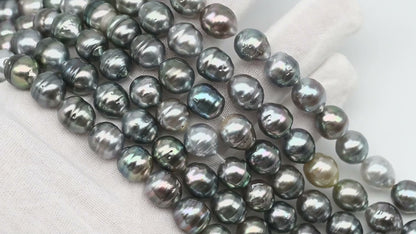 9-10mm Tahitian Pearl in Full Strand, Natural Colors with High Luster, for Jewelry Making, SKU # 3012TH