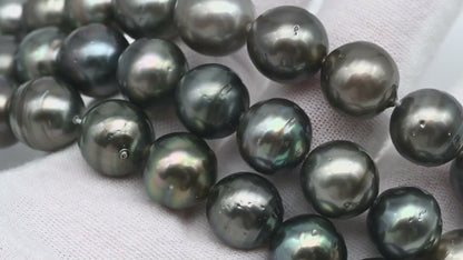11-12mm Tahitian Pearl in Full Strand, Natural Colors , Temporarily Strung Black Pearls for Jewelry Making, SKU # 3258TH