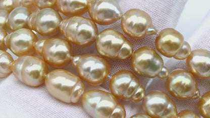 8-10mm Golden South Sea Pearl with High Luster and Natural Color Pearls, for Jewelry Making, Full Strand, SKU # 3241GS