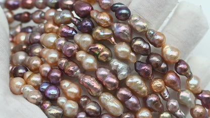 7-9mm Edison Pearl in Full Strand, Freshwater Pearl in Natural Colors with High Luster, Pre-Strung for Jewelry Making, SKU # 2858ED
