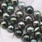 9-10mm Black Tahitian Pearl Near Round in High Luster and Natural Color with Blemishes for Beading, Full Strand, SKU # 1711TH