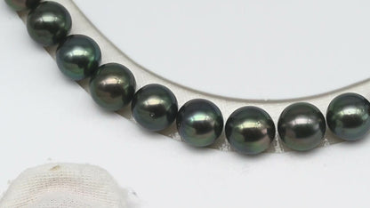 9-10mm Tahitian Pearl in Full Strand (No Hole) with Natural Color and High Luster, Temporarily Strung Pearl for Jewelry Making, SKU # 3386TH