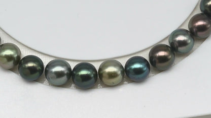 9-10mm Tahitian Pearl in Full Strand (No Hole) with Natural Color and High Luster, Temporarily Strung Pearl for Jewelry Making, SKU # 3385TH