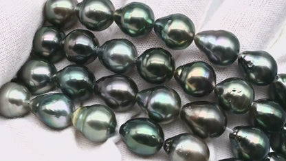 9-10mm Multicolor Drop Tahitian Pearl Bead with High Luster, In Full Strand with Blemishes for Jewelry Making, SKU # 1862TH
