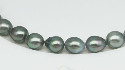 9-10mm Tahitian Pearl in Full Strand (No Hole), Natural Colors with High Luster, Temporarily Strung Pearls for Jewelry Making, SKU # 3188TH
