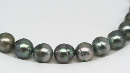 11-12mm Tahitian Pearl in Full Strand (No Hole), Natural Colors , Temporarily Strung Black Pearls for Jewelry Making, SKU # 3336TH