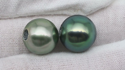 3.5mm Hole 13-14mm AAA Tahitian Pearl Round with High Luster and Natural Color, Loose Single Piece Undrilled, SKU # 2163TH