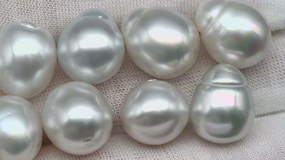 12-13mm South Sea Pearl Drops in White Natural Color with Beautiful Lusters and Minor Blemishes, Undrilled Single Piece, SKU # 1749SS