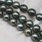 8-9mm Near Round Tahitian Pearl in Full Strand with Natural Color and High Luster, For Jewelry Making with  Minor Blemishes, SKU # 2384TH