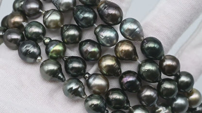 9-10mm Tahitian Pearl in Full Strand with All Natural Color with High Luster for Jewelry Making, SKU# 2287TH