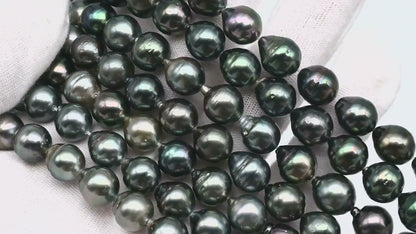 9-10mm DropTahitian Pearl in Full Strand with Natural Color and High Luster, For Jewelry Making with Blemishes, SKU # 1859TH