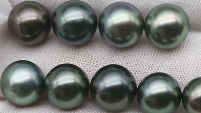 9-10mm AAA High Quality Round Tahitian Pearl in Natural Color and Very Nice Luster, Single Piece Loose Undrilled, SKU # 2085TH