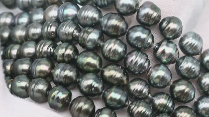 8, 9,10mm Tahitian Pearl in Full Strand with Minor Blemishe, Natural Colors , Temporarily Strung Black Pearls for Jewelry Making, SKU # 3331TH