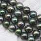 9-10mm Near Round Tahitian Pearl in Natural Color and High Luster with Blemishes in Full Strand for Jewelry Making, SKU # 1713TH