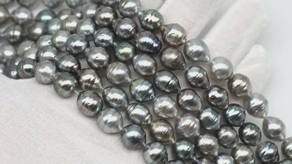 9-10mm Tahitian Pearl in Full Strand, Natural Colors with High Luster, for Jewelry Making, SKU # 3015TH