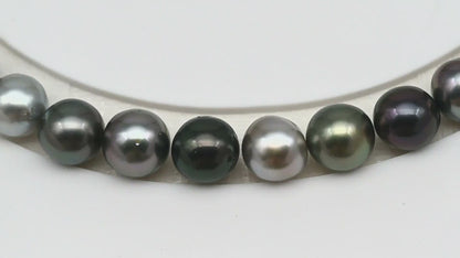 8-9mm Tahitian Pearl in Full Strand (No Hole), Natural Colors , Temporarily Strung Black Pearls for Jewelry Making, SKU # 3231TH