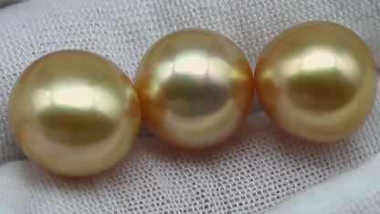 12-13mm Gold South Sea Pearl in Natural Color with High Luster, Near Round Undrilled Single Piece for Jewelry Making, SKU # 1827GS