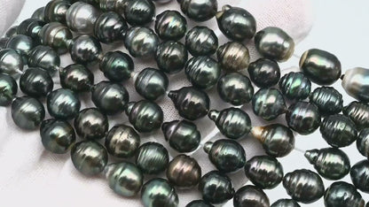 9-10mm Tahitian Pearl in Full Strand with All Natural Color with High Luster for Jewelry Making, SKU# 1854TH