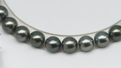 9-10mm Tahitian Pearl in Full Strand (No Hole) with Natural Color and High Luster, Temporarily Strung Pearl for Jewelry Making, SKU # 3387TH